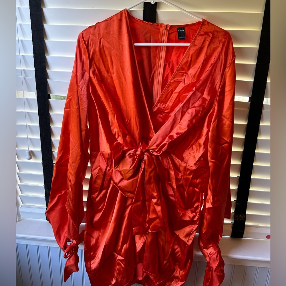 Twist Front Satin Front Dress